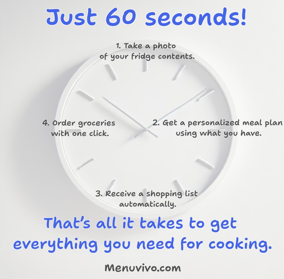 60 secondes seulement ! C’est tout ce qu’il faut pour obtenir tout ce dont vous avez besoin pour cuisiner.